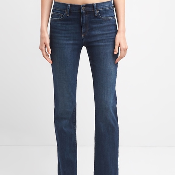 GAP Mid Rise Perfect Boot Jeans, 32P, Dark Indigo - Picture 4 of 5